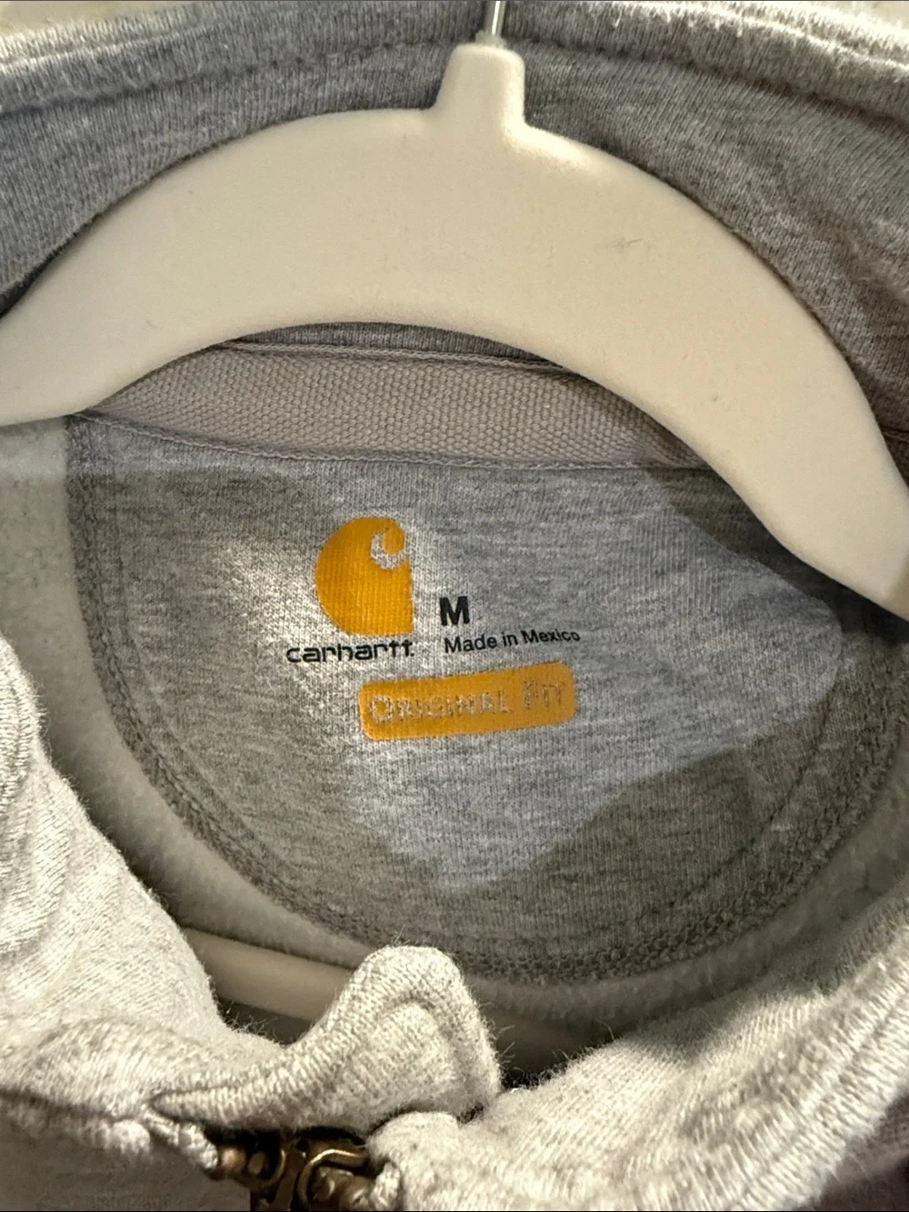 Carhartt Light Grey Quarter-Zip Hooded Sweatshirt